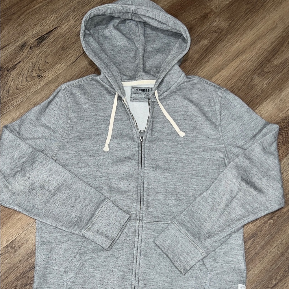 Express Men's Zip-Up Gray Sweater